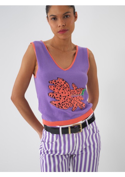 Pamuk Regular Fit Baskılı Triko Bluz