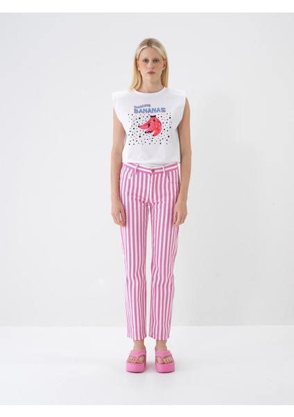 %100 Pamuk Regular Fit Çizgili Pantolon