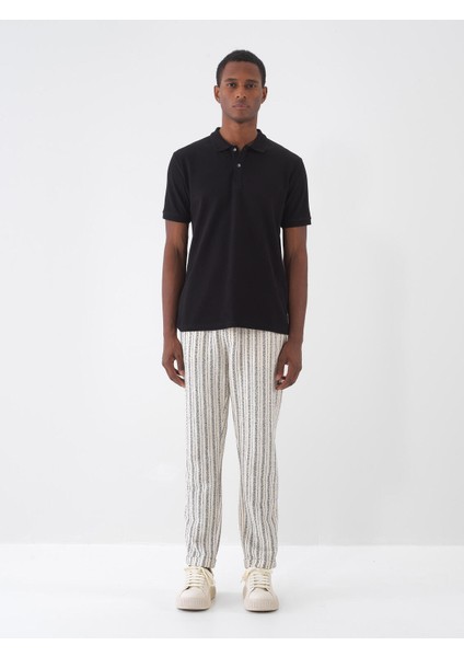 Pamuklu Regular Fit Duble Paça Çizgili Jogger Pantolon