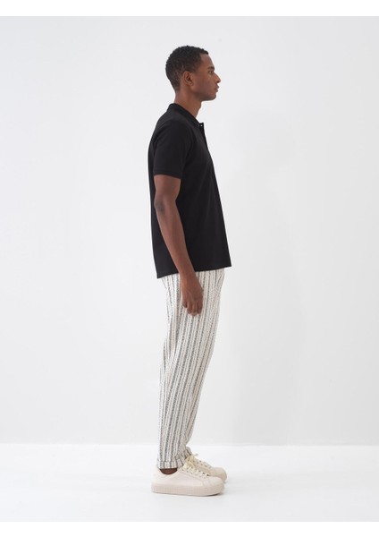 Pamuklu Regular Fit Duble Paça Çizgili Jogger Pantolon