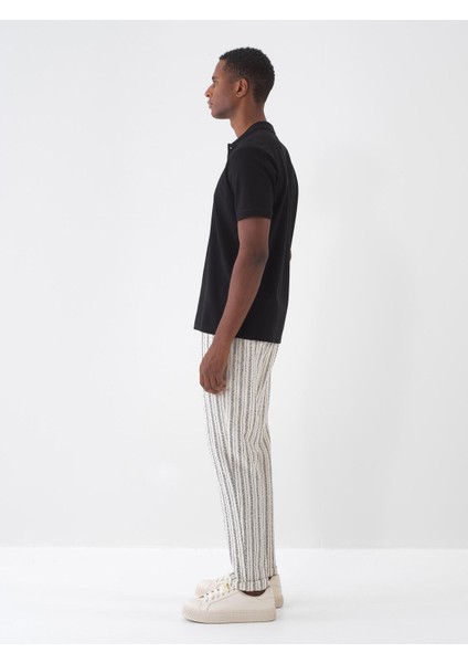 Pamuklu Regular Fit Duble Paça Çizgili Jogger Pantolon