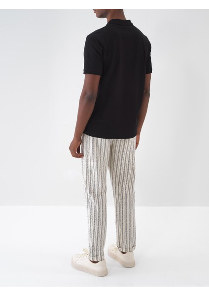 Pamuklu Regular Fit Duble Paça Çizgili Jogger Pantolon