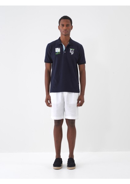 Polo Yaka %100 Pamuk Regular Fit Baskılı T-Shirt