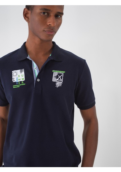 Polo Yaka %100 Pamuk Regular Fit Baskılı T-Shirt