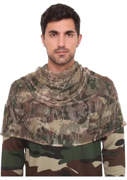 Çöl Kamuflaj Kare Fileli Askeri Şal, Fileli Puşi, Gizlenme Ağı Tactical File Puşi