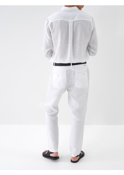 %100 Keten Regular Fit Basic Pantolon fırsatları