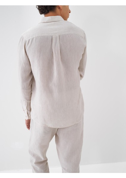 %100 Keten Regular Fit Basic Gömlek