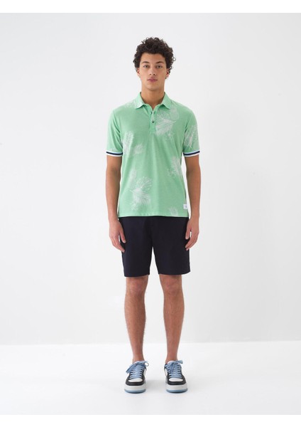 Polo Yaka Pamuklu Regular Fit Desenli T-Shirt