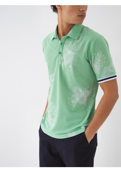 Polo Yaka Pamuklu Regular Fit Desenli T-Shirt