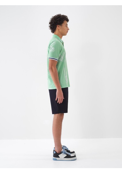 Polo Yaka Pamuklu Regular Fit Desenli T-Shirt