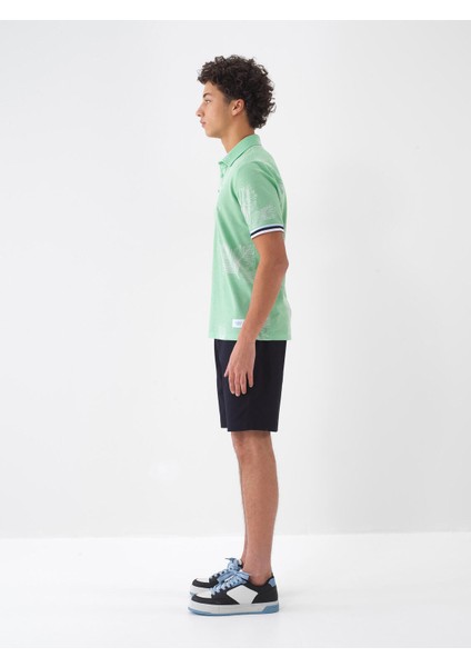 Polo Yaka Pamuklu Regular Fit Desenli T-Shirt