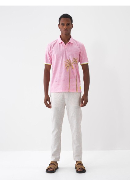 Polo Yaka Pamuklu Regular Fit Baskılı T-Shirt