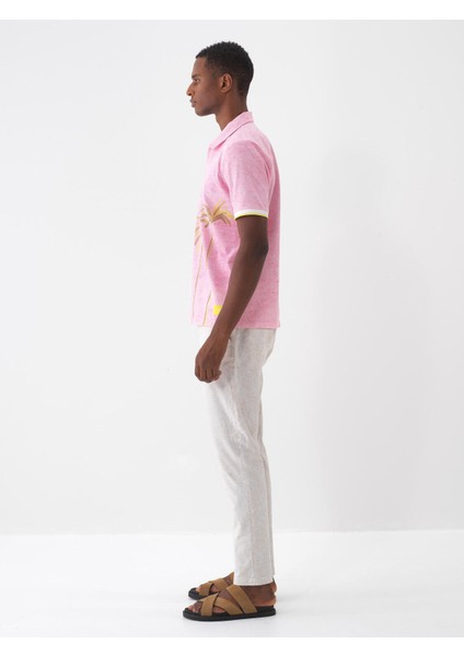 Polo Yaka Pamuklu Regular Fit Baskılı T-Shirt