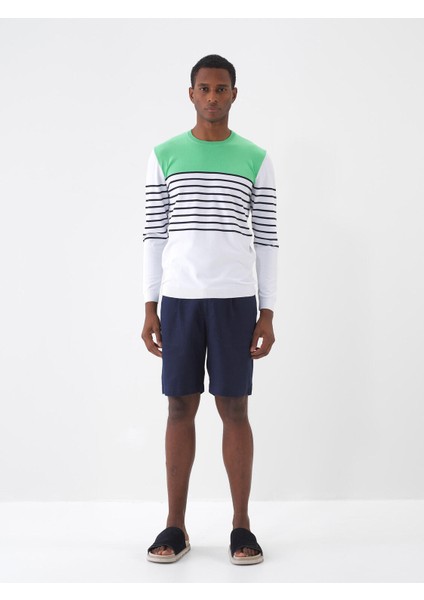 %100 Keten Regular Fit Basic Şort