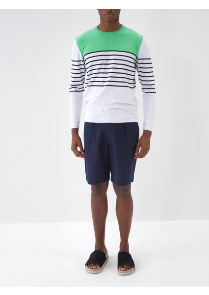 %100 Keten Regular Fit Basic Şort