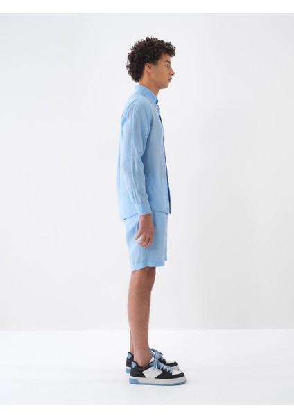 %100 Keten Regular Fit Basic Gömlek