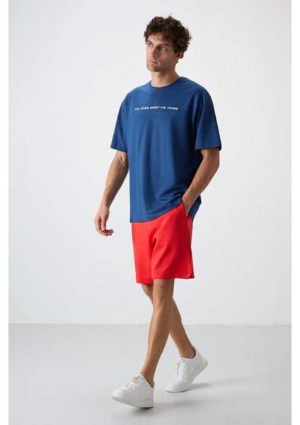Parlament Pamuklu Kalın Yüzeyi Dokulu Oversize Fit Baskılı Erkek T-Shirt - 88371 modelleri