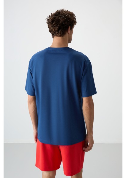 Parlament Pamuklu Kalın Yüzeyi Dokulu Oversize Fit Baskılı Erkek T-Shirt - 88371 indirimleri