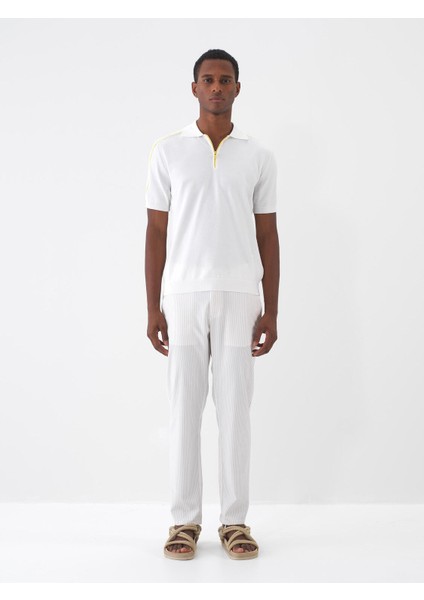 Beli Lastikli Slim Fit Çizgili Jogger Pantolon