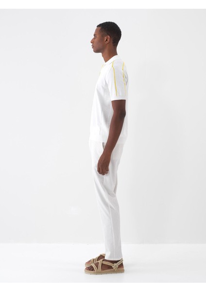 Beli Lastikli Slim Fit Çizgili Jogger Pantolon