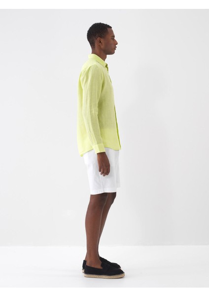 %100 Keten Regular Fit Basic Gömlek