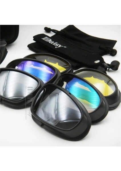 X7 UV400 Polarize Değişebilir 4 Lensli Tactical ve Motorsiklet Gözlüğü