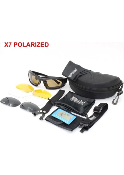 X7 UV400 Polarize Değişebilir 4 Lensli Tactical ve Motorsiklet Gözlüğü