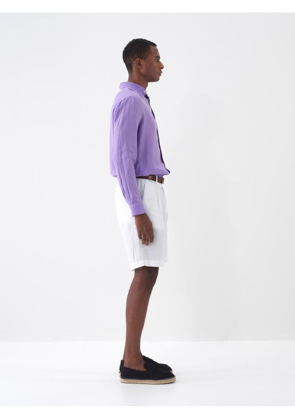 %100 Keten Regular Fit Basic Gömlek