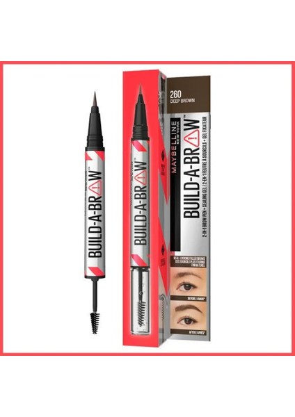 Maybelline New York Build A Brow 2in1 Kaş Kalemi ve Jeli Deep Brown