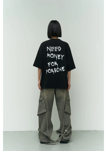 Collection Need Money Siyah Oversize T-Shirt