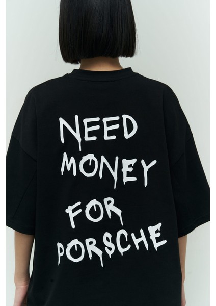 Collection Need Money Siyah Oversize T-Shirt