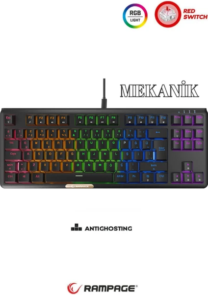 Claw Red Switch Rainbow Tkl Mekanik Gaming Oyuncu Klavye ( Anti-Ghosting )