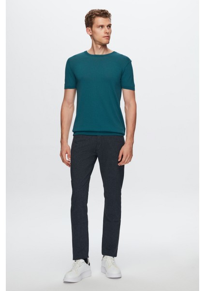 Slim Fit Zümrüt Yeşili Düz Örgü Rayon Örme T-Shirt 0EF069421003M