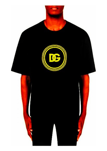 Flok Baskılı Yuvarlak Içinde Dg Logolu Ince Kumaş T-Shirt modelleri