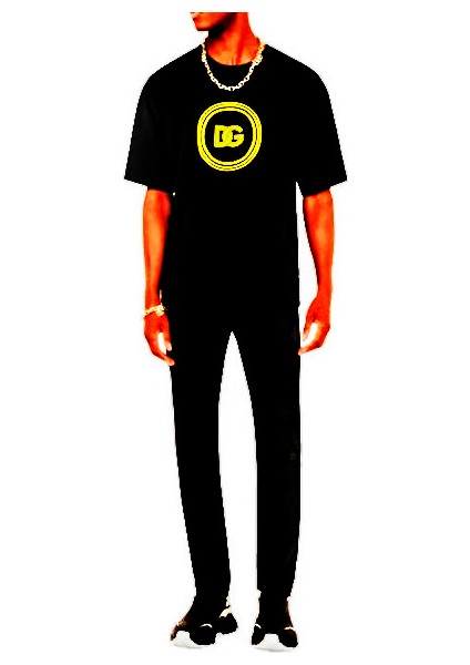 Flok Baskılı Yuvarlak Içinde Dg Logolu Ince Kumaş T-Shirt fırsatları