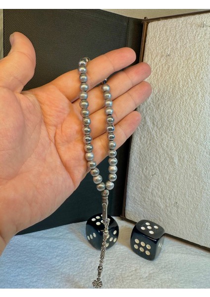 Hematit Tesbih Gri Renkli Küre Kesim T-44