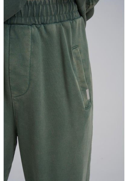Erkek Yıkamalı Basic Jogger Haki Eşofman Altı