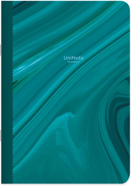 Düz Tel Dikişli Kuşe Kapak Uninote Marble Defter Yeşil 18,5X26