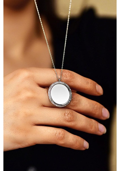 Zirkon Taşlı Rodyum Yuvarlak Isimli Gümüş Kolye fiyatları