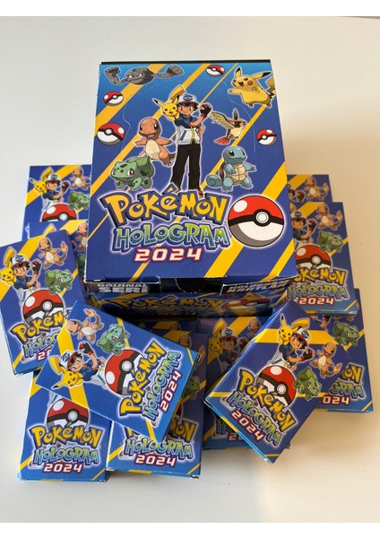 Giftbox 3D Pokemon 2024 Sürpriz Hologramlı Oyun Kartı 24 Paket Tam Kutu Içinde Toplam 240 Adet Kart