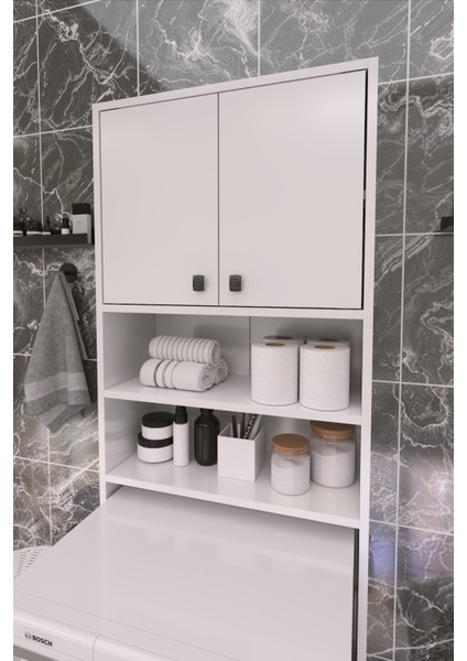 2 Kapaklı Camasır Makinesi Üstü Beyaz