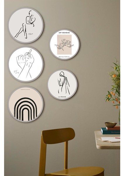 Dekorize Mdf 5 Parça Çerçeve Görünümlü Tablo Set 5005