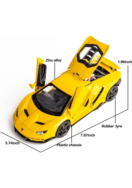 Model Araba Için Uyumlu 1/32 Lamborghini Geri Çekin Oyuncak Araba Alaşım Oyuncak Araç Işık ve Ses ile Müzik Araba Çocuklar Için Erkek Kız Doğum Günü Hediyesi (Sarı) (Yurt Dışından)