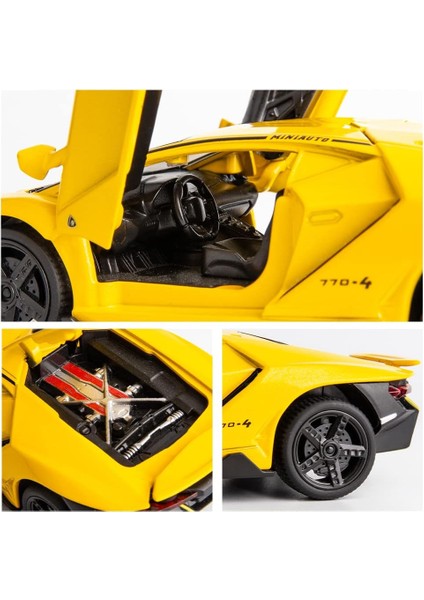 Model Araba Için Uyumlu 1/32 Lamborghini Geri Çekin Oyuncak Araba Alaşım Oyuncak Araç Işık ve Ses ile Müzik Araba Çocuklar Için Erkek Kız Doğum Günü Hediyesi (Sarı) (Yurt Dışından)