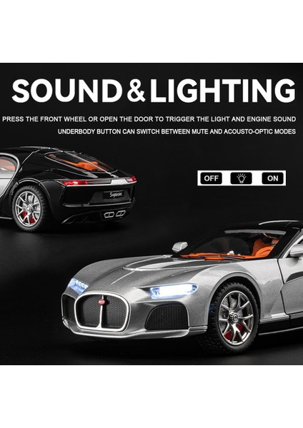Model Araba 1/24 Bugatti Oyuncak Araba, Atlantik Alaşımlı Döküm Arabalar Model Araba Çocuklar Için Doğum Günü Noel Partisi Hediyesi, Geri Çekin Sesli ve Işıklı Oyuncak Arabalar (S (Yurt Dışından) modelleri