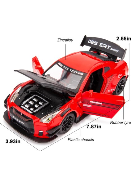 1/24 Ölçekli Nissan Gtr Model Araba Oyuncak Için Uyumlu, Çinko Alaşım Geri Çekin Oyuncak Araba Çocuklar Için Ses ve Işık ile Erkek Kız Hediye (Kırmızı) (Yurt Dışından) fiyatları