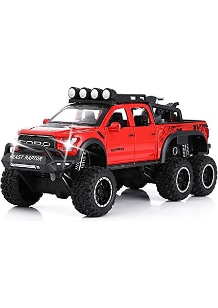 Erkek Çocuklar Için Oyuncak Kamyonetler F150 Raptor Diecast 3 Yaş ve Üzeri Çocuklar Için Sesli ve Işıklı Metal Model Araba Kırmızı (Yurt Dışından)