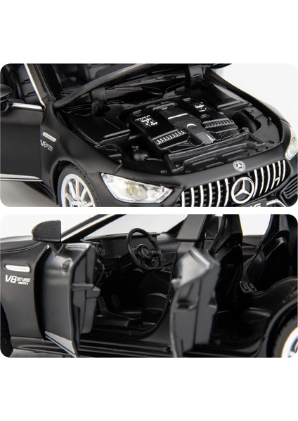 1/32 Benz Amg GT63 Model Araba Alaşım Döküm Geri Çekin Oyuncak Araba Ses ve Işık Kapısı Açılabilir Oyuncak Araç Çocuklar Için Hediye (Siyah) (Yurt Dışından)