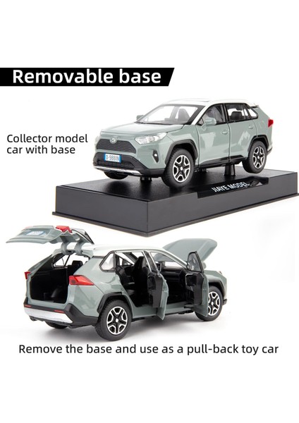 Model Araba 1/32 Rav4 Alaşımlı Döküm Koleksiyonluk Oyuncak Araba Işıklı ve Sesli Oyuncak Araç Kapısı Erkek Çocuklar Için Açılabilir Bebek Hediyesi (Gri) (Yurt Dışından) fırsatları