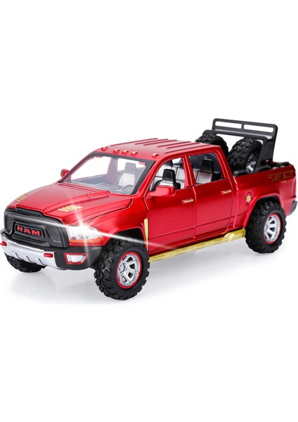 Erkek Çocuklar Için Oyuncak Kamyonlar Ram 1500 Kamyonet Oyuncakları Işıklı ve Sesli Döküm Metal Model Arabalar 3+ Yaş Çocuklar Için Araba Oyuncakını Geri Çekin (Kırmızı) (Yurt Dışından)